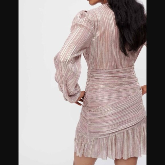 Maje Draped Lurex Dress in Pink Size 2 - Picture 3 of 6